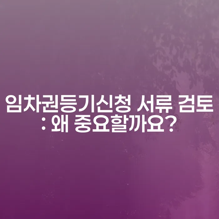 임차권등기신청 서류 검토: 왜 중요할까요?