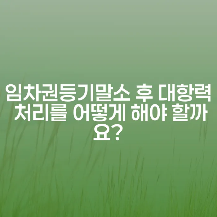 임차권등기말소 후 대항력 처리를 어떻게 해야 할까요?