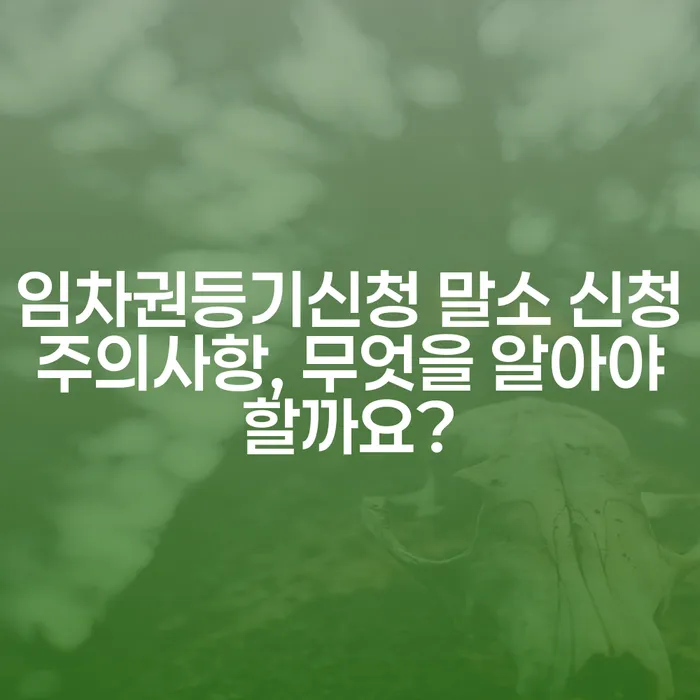 임차권등기신청 말소 신청 주의사항, 무엇을 알아야 할까요?